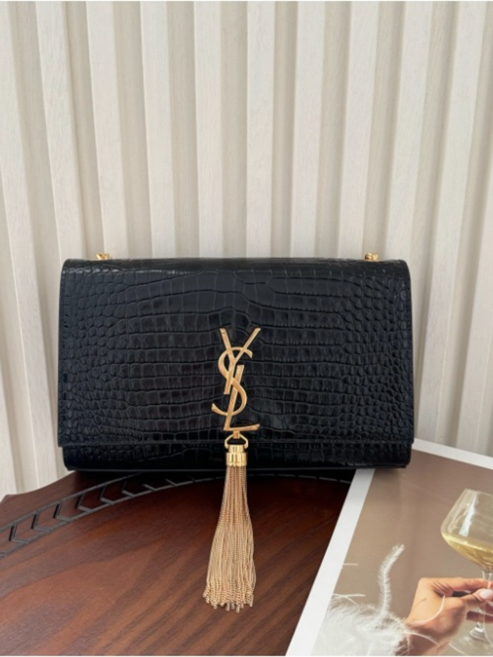 Yves Saint Laurent black tassel bag